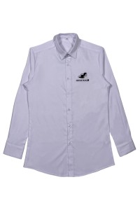 訂製純色長袖恤衫 設計黑色繡花logo恤衫  奶茶店襯衫 衫底圓底  襯衫製造商  R428